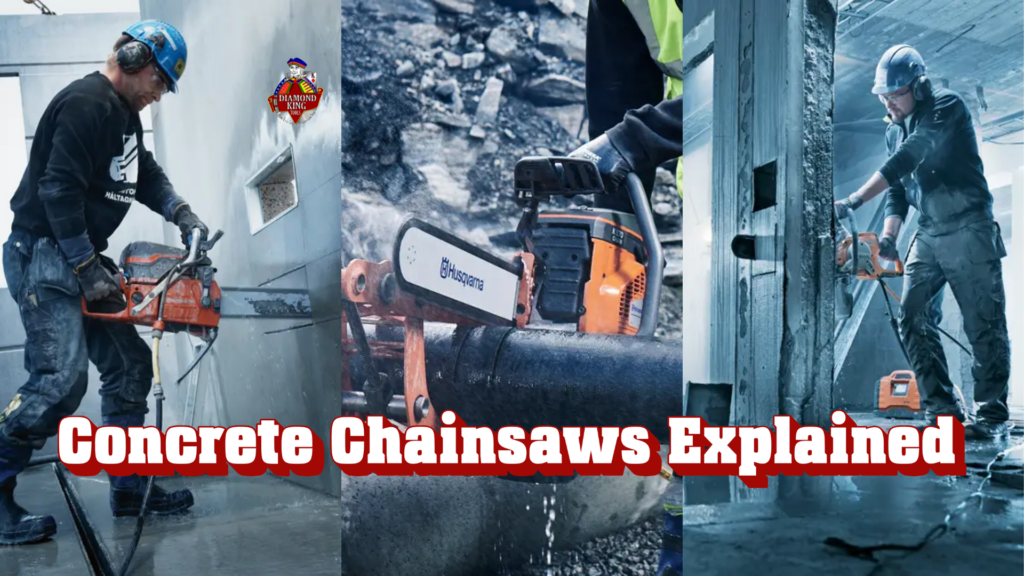 Husqvarna concrete chainsaws cutting concrete walls
